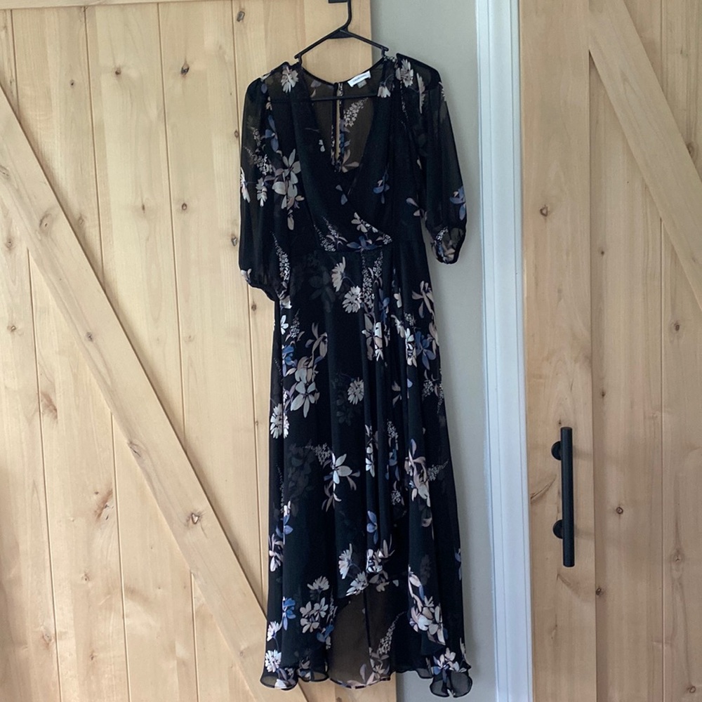 Calvin Klein black floral lined dress